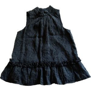 Maeve by Anthropologie Mockneck Flocked Blouse Black Size 2